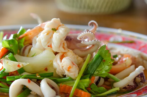 Spicy mix seafood salad — Stock Photo, Image