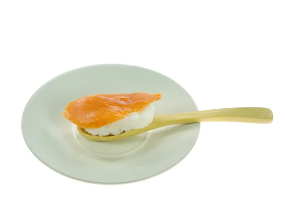 三文鱼寿司用勺子 — 图库照片