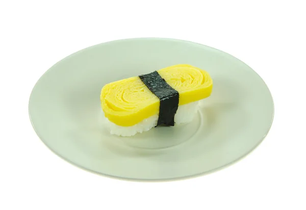 Egg sushi on dish — Stock Photo, Image