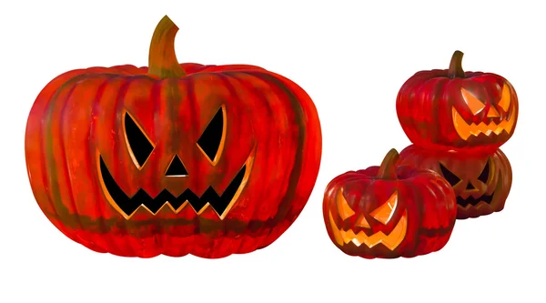 Четыре хэллоуинских тыквы — стоковое фото