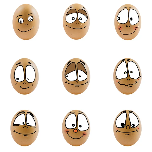 Collection of eggs with happy face — Stock Photo, Image