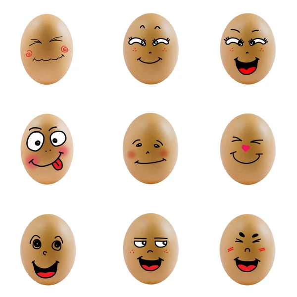 Collection of eggs with happy face — Stock Photo, Image