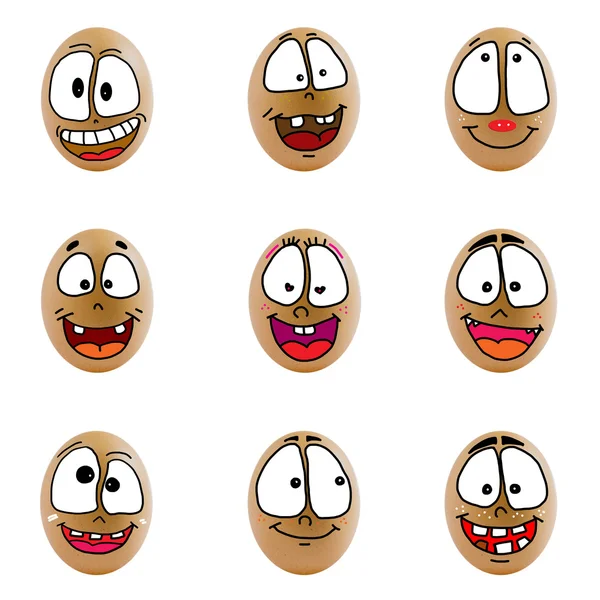 Collection of eggs with happy face — Stock Photo, Image