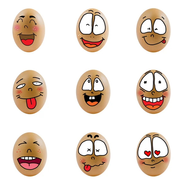 Collection of eggs with happy face — Stock Photo, Image