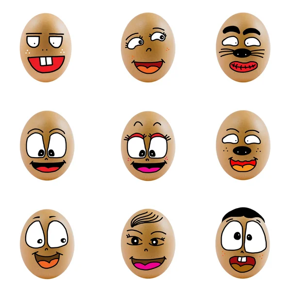 Insamling av ägg med glada ansikte — Stockfoto