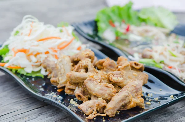 Pork chitterlings fried — Stock Photo, Image