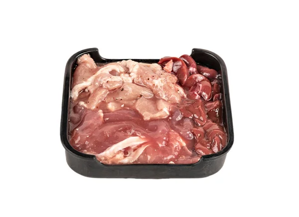 Raw Pork Plate White Background — Stock Photo, Image