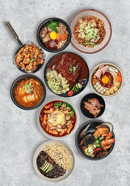Conjunto Vista Superior Cocina Tradicional Estilo Coreano —  Fotos de Stock