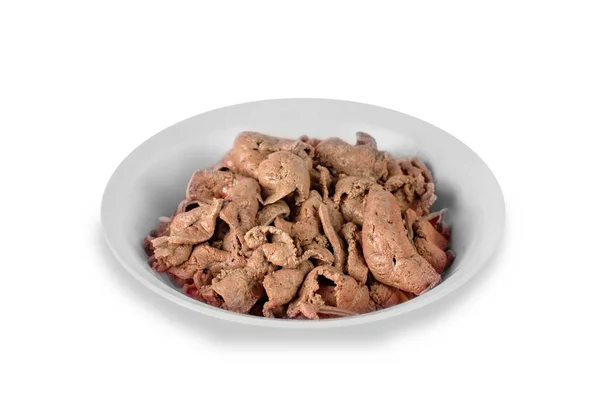 Steamed Liver Plate White Background Ready Eat — Stock Photo, Image