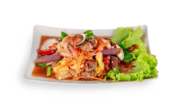 Ensalada Carne Picante Mariscos Cocina Estilo Asiático — Foto de Stock