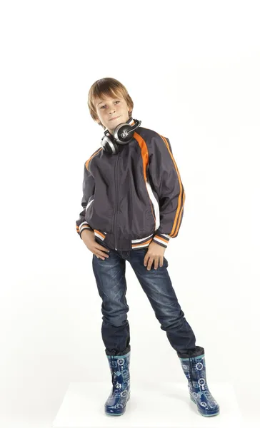 Chlapec se sluchátky — Stock fotografie