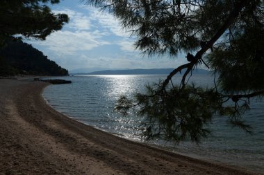 Boş güneşli plaj, kumsala yakın