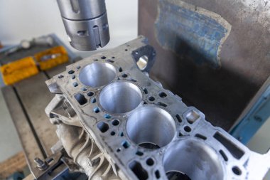 engine head with valves, redy for service, close up