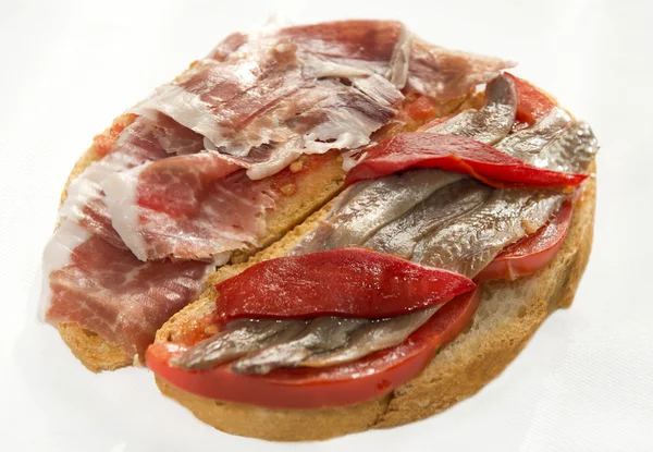 Anchovy canape — Stock Photo, Image