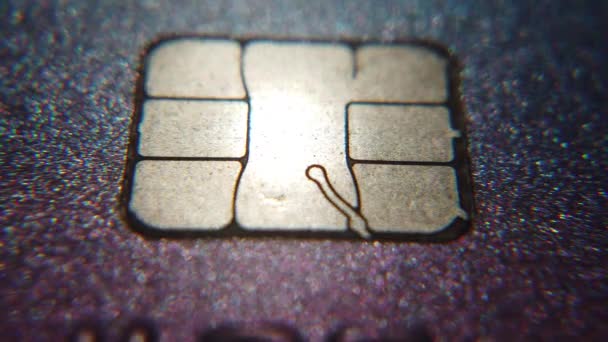 Credit Card Micro Chip Contactless Payment Symbol Macro Close Sparkly — Stock videók