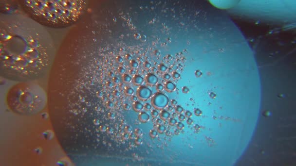 Oil Bubbles Water Space Looking Macro Shot High Quality Footage — Stok video