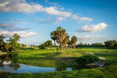 Redundant golf course at sunset on Grand Cayman, Cayman Islands