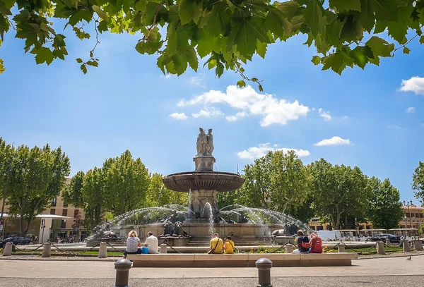 Aix Provence France May 2022 View People Sitting Fontaine Rotonde — Stock Photo, Image