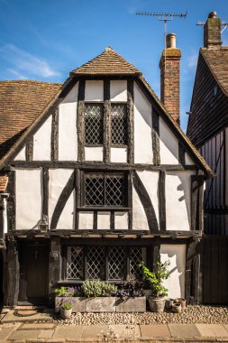 East Sussex, England, July 2022, view of a Tudor house in the old part of town