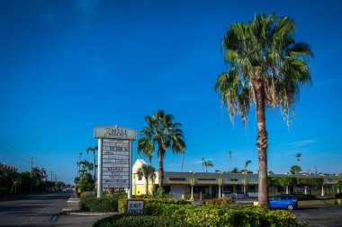 Grand Cayman, Cayman Islands, Aug 2022, view of 7 Mile Shops, a retail area in the George Town district