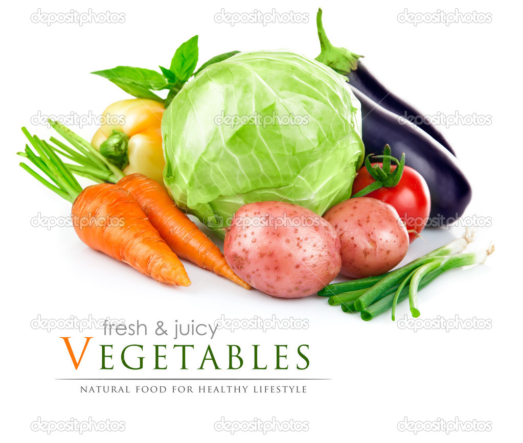 Set fresh vegetables with green leaves