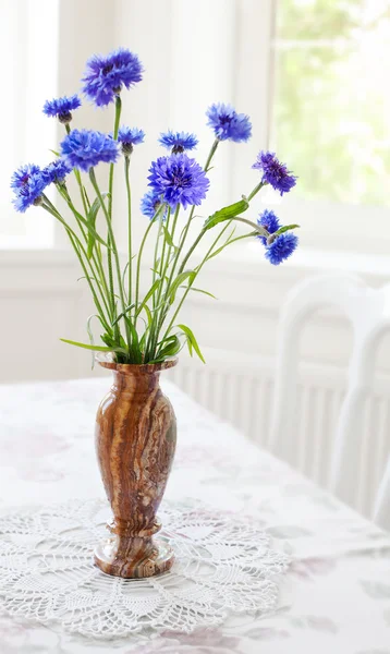 Spring bunch blue flower on table — Fotografie, imagine de stoc