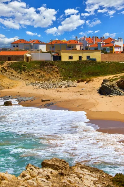 Portugal Village Atlantic Coast Surf Atlantic Ocean Rocks Waves Foam — 图库照片