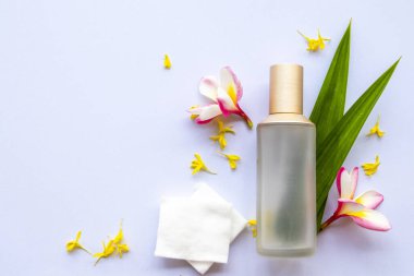 Terapi ilk serum tonerleri doğal kozmetik ürünleri cilt için bitkisel sağlık hizmetleri kadın düzenleme güzelliği düz arka planda yatıyordu beyaz