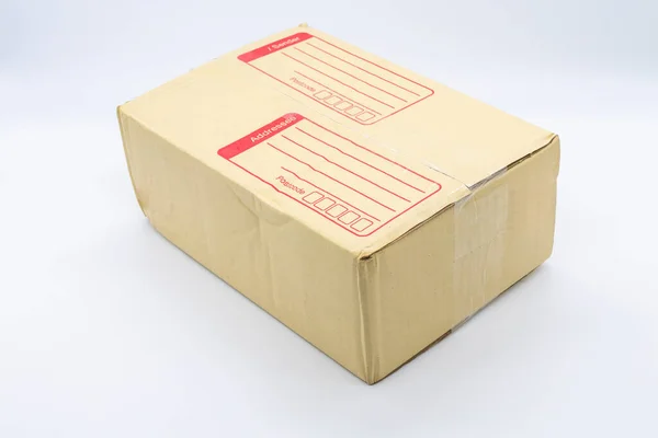 Κιβώτιο Δέμα Ταχυδρομικό Προϊόν Για Αποστολή Ρύθμιση Επίπεδη Lay Στυλ — Φωτογραφία Αρχείου