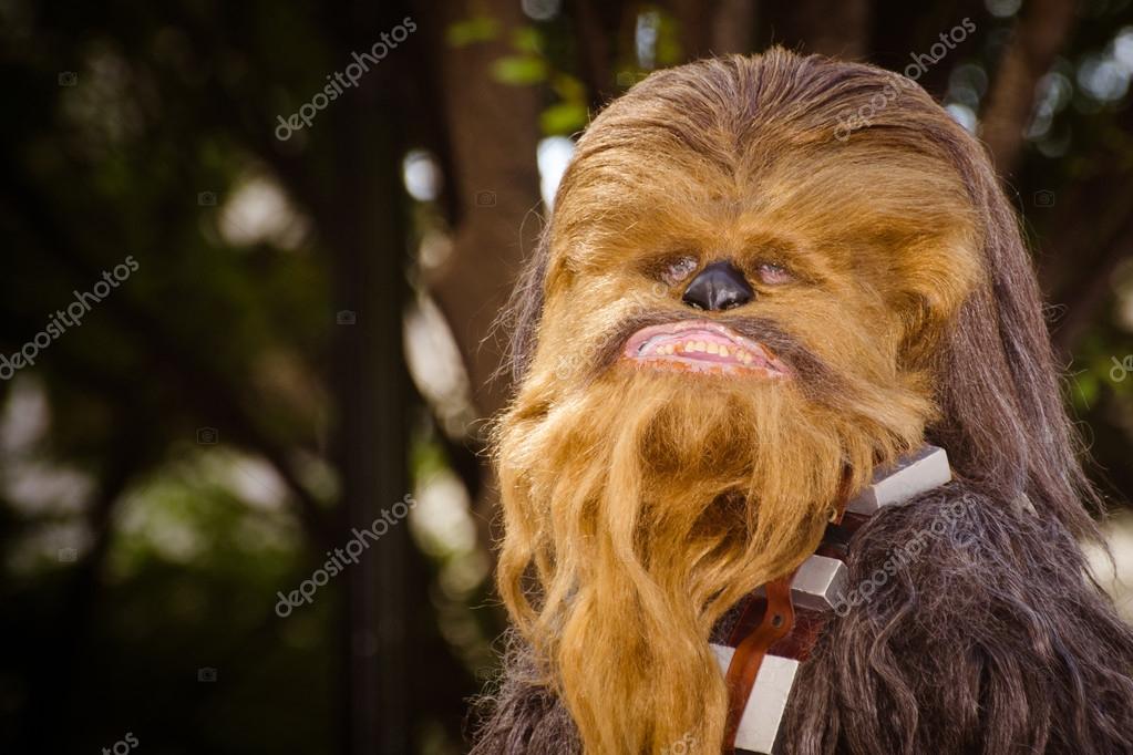 A Star Wars fan dressed as Chewbacca marches in the annual DragonCon