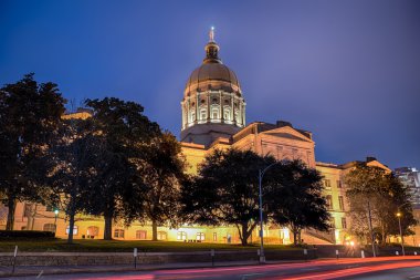 Georgia state capitol building in Atlanta at night clipart