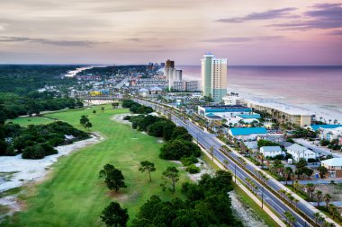 Panama City Beach, Florida, view of Front Beach Road at sunrise clipart
