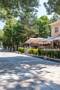 VELINGRAD, BULGARIA - 29 Haziran 2021: Bulgaristan 'ın ünlü Velingrad, Pazardzhik bölgesinin merkezi