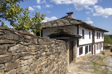 Bulgaristan 'ın Lovech bölgesinin tarihi Staro Stefanovo köyündeki tipik sokak ve eski evler