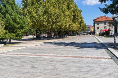 TROYAN, BULGARIA - 31 AĞUSTOS 2021: Bulgaristan 'ın Troyan, Lovech bölgesinin panoramik görünümü