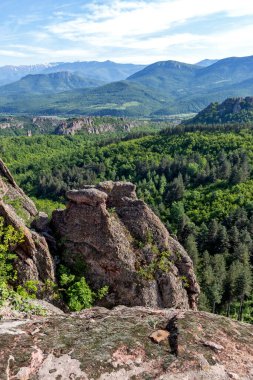 BELOGRADCHIK, BULGARIA - 22 Mayıs 2021: Bulgaristan 'ın Kaleto, Vidin Bölgesi olarak bilinen Ortaçağ Belogradchik Kalesi Harabeleri