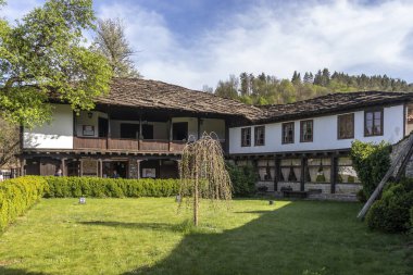 TRYAVNA, BULGARIA - 1 Mayıs 2021: Bulgaristan 'ın eski Tryavna kentindeki Tipik sokak ve Ninetenth Century Binaları