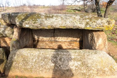 Ancient Thracian dolmen Nachevi Chairi (Nachovi chairi) near village of Hlyabovo, Haskovo Region, Bulgaria