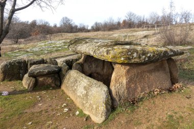Ancient Thracian dolmen Nachevi Chairi (Nachovi chairi) near village of Hlyabovo, Haskovo Region, Bulgaria