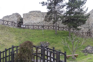 MEZDRA, BULGARIA - APRIL 6, 2021: Ruins of Fortress Kaleto at town of Mezdra, Vratsa Region, Bulgaria