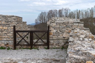 MEZDRA, BULGARIA - APRIL 6, 2021: Ruins of Fortress Kaleto at town of Mezdra, Vratsa Region, Bulgaria