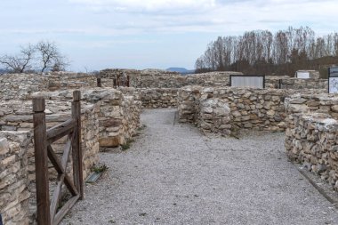 MEZDRA, BULGARIA - APRIL 6, 2021: Ruins of Fortress Kaleto at town of Mezdra, Vratsa Region, Bulgaria