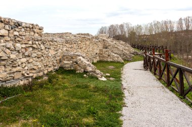 MEZDRA, BULGARIA - APRIL 6, 2021: Ruins of Fortress Kaleto at town of Mezdra, Vratsa Region, Bulgaria