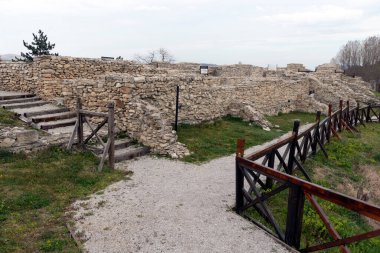 MEZDRA, BULGARIA - APRIL 6, 2021: Ruins of Fortress Kaleto at town of Mezdra, Vratsa Region, Bulgaria
