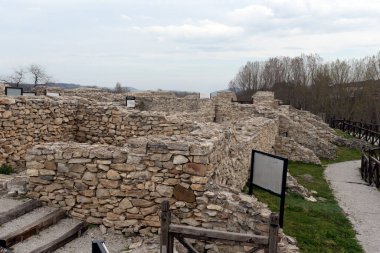 MEZDRA, BULGARIA - APRIL 6, 2021: Ruins of Fortress Kaleto at town of Mezdra, Vratsa Region, Bulgaria