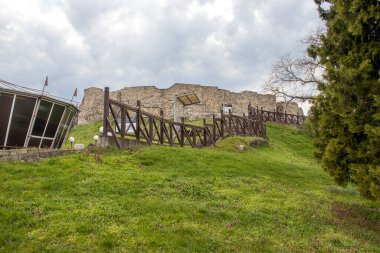 MEZDRA, BULGARIA - APRIL 6, 2021: Ruins of Fortress Kaleto at town of Mezdra, Vratsa Region, Bulgaria