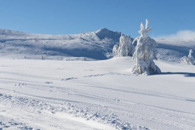 Vitosha Dağı 'nın kış manzarası, Sofya Şehir Bölgesi, Bulgaristan
