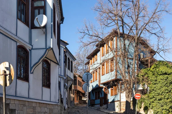 Plovdiv Bulgarie Janvier 2022 Rue Xixe Siècle Maisons Dans Réserve — Photo