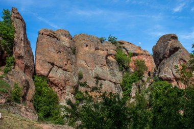 BELOGRADCHIK, BULGARIA - 22 Mayıs 2021: Bulgaristan 'ın Kaleto, Vidin Bölgesi olarak bilinen Ortaçağ Belogradchik Kalesi Harabeleri