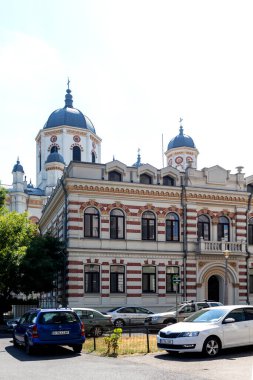 BUCHAREST, ROMANIA - 16 Ağustos 2021: Bükreş, Romanya 'nın merkezindeki Yeni Kilise Aziz Spyridon